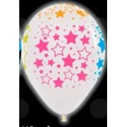 S 12"/30см Звезды, Прозрачный, Кристалл, 5 ст., многоцвет неон/ 50 шт./ (Колумбия)