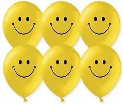 К 12"/30см Смайл классический, Пастель, Желтый, 2 ст./ 50 шт. (Китай)