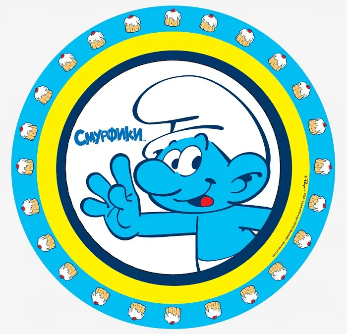 Тарелки "Смурфики", 23 см./ уп. 10 шт.