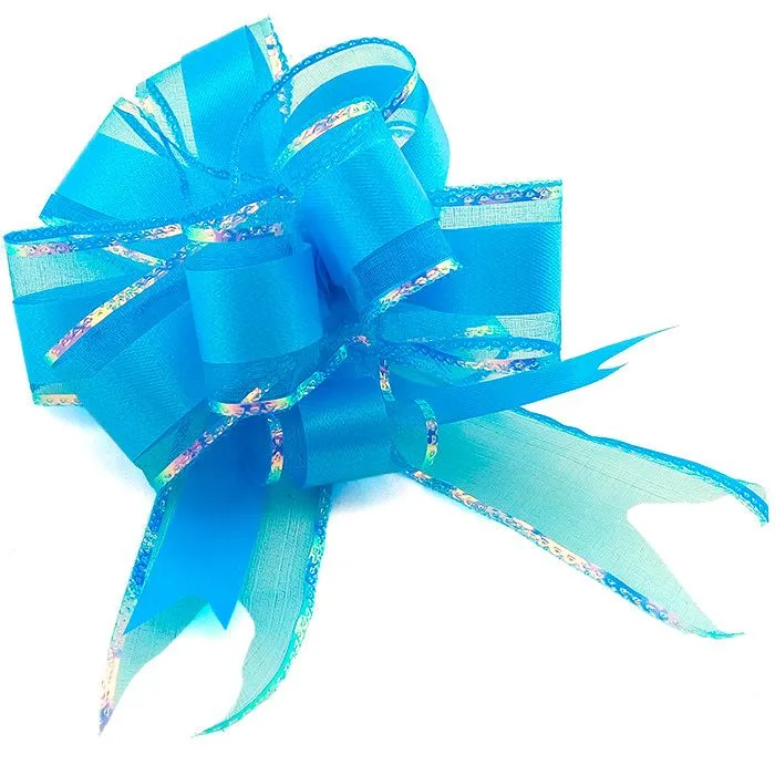 Бант-шар Текстиль/PP Перламутр 50 мм "Классика" Синий / 10 шт. / (Китай)