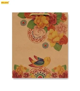 Пакет подарочный Цветы и птицы  (L-Kraft)  26 х 33 х 14