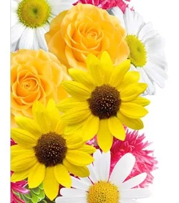 Пакет подарочный Желтый букет (S) 12 х 15 х 9