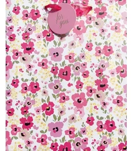 Пакет подарочный  Акварельные цветы (L) 26 х 33 х 14