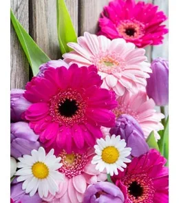 Пакет подарочный  Розовые герберы (ХL) 32 х 45 х 10