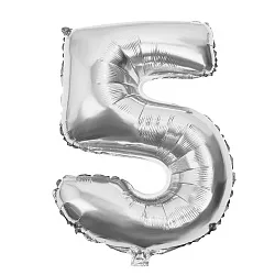 Р 40"/102см Цифра "5" Серебро / 1 шт / (Россия)