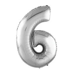 Р 40"/102см Цифра "6" Серебро / 1 шт / (Россия)