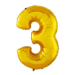 Р 40"/102см Цифра "3" Золото / 1 шт / (Россия)