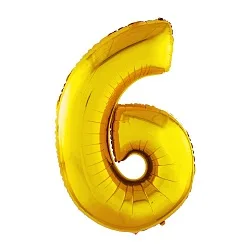 Р 40"/102см Цифра "6" Золото / 1 шт / (Россия)