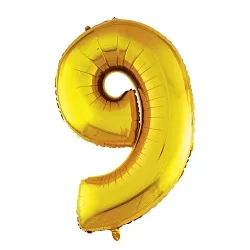 Р 40"/102см Цифра "9" Золото / 1 шт / (Россия)