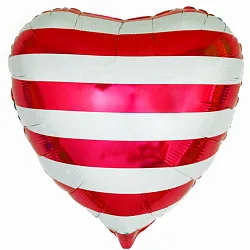 С 18"/46см  Сердце , Красные полосы/ 1 шт / (США)
