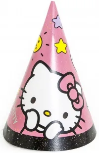Колпаки, Hello Kitty, С Днем Рождения!, Розовый, 6 шт.