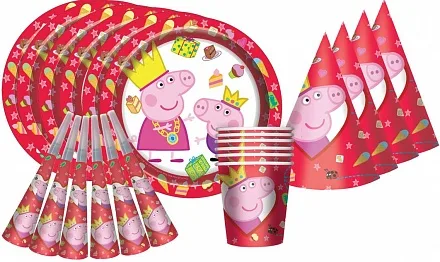 Набор для праздника "Пеппа Пиг" / на 6 персон / 24 предмета