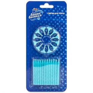 Свечи Сверкающий глиттер, Бирюзовый 6 см., 24 шт.