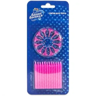Свечи Сверкающий глиттер, Розовый 6 см., 24 шт.