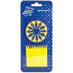 Свечи Сверкающий глиттер, Желтый 6 см., 24 шт.