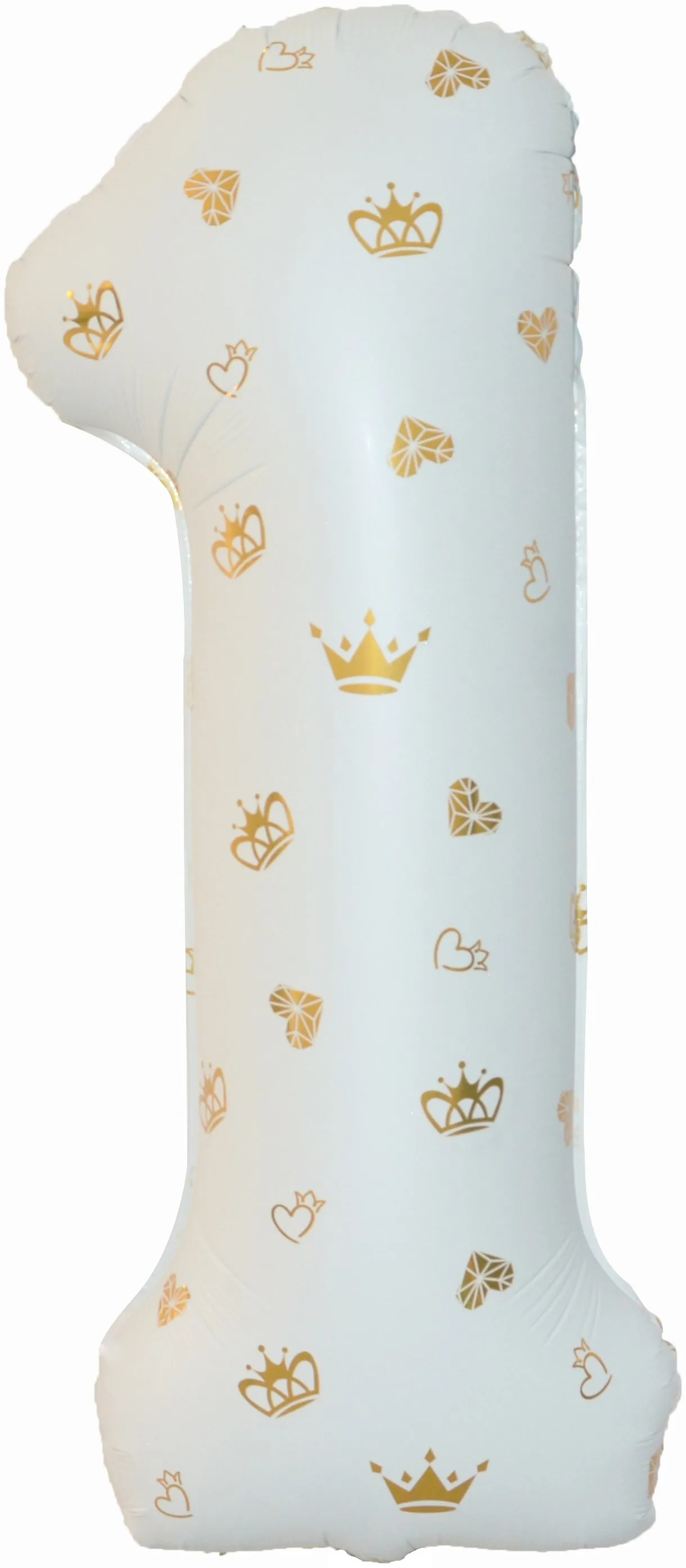 F 34"/86 см Цифра, 1 Золотые короны, Белый, 1 шт. в упак. (Китай)