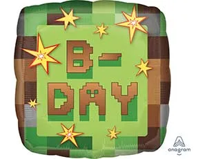 А 18"/46см  TNT Party B-DAY Пиксели квадрат/1 шт./ (США)