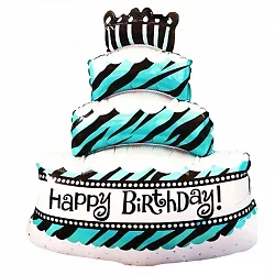 F 36"/91см Торт со свечками (трехслойный), Голубой, 1 шт. (Китай)