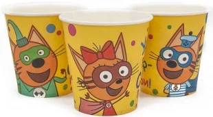 Стаканы (250 мл) Три Кота, Супер Герои!, Желтый, 6 шт.