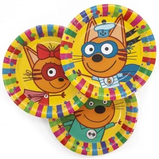 Тарелки (18 см) Три Кота, Супер Герои!, Желтый, 6 шт.