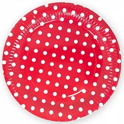 Тарелка Красные точки, 23 см, 6 шт.