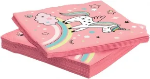 Салфетки, Радужный единорог, Розовый, 33*33 см, 20 шт.