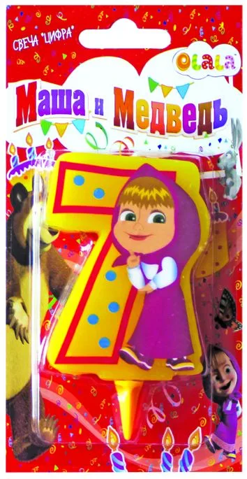 свеча "Цифра 7, Маша и Медведь"