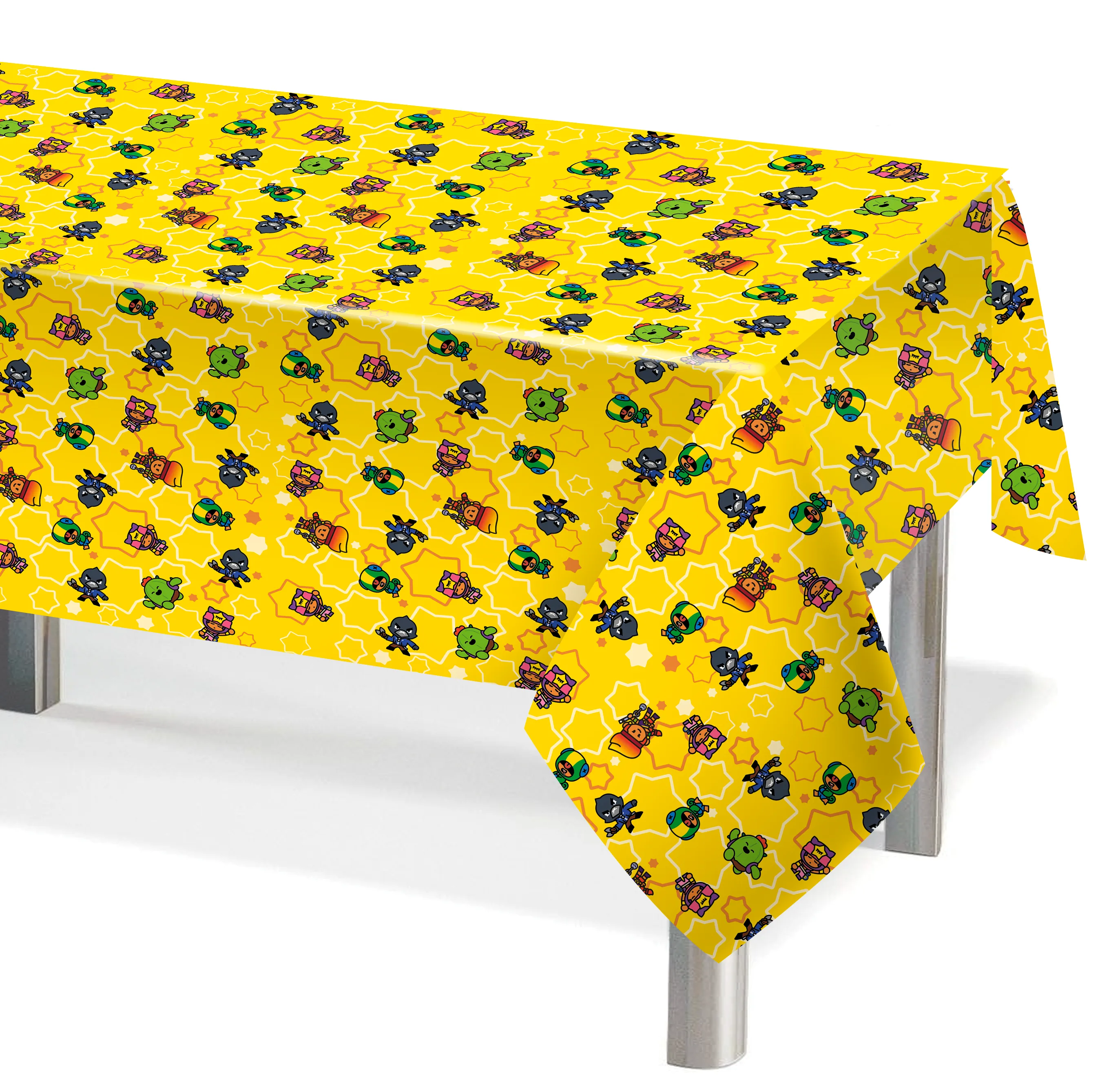 Скатерть (полиэтилен), Бравл Старс, Желтый, 120*180 см, 1 шт.