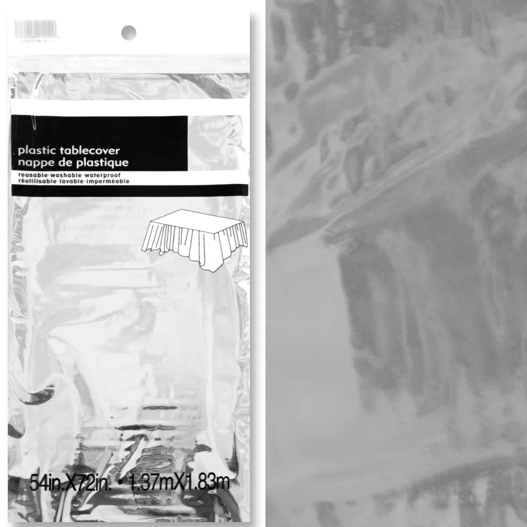 Скатерть ПЭТ, Серебро, Металлик, 137*183 см, 1 шт.