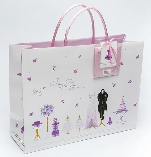 Пакет бумажный "Свадебный" (конгрев и фольга. 360х270х120 мм) в компл. с уп. бумагой