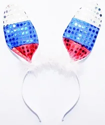 Ободок с ушками "Зайка Триколор", блестящий, светящийся