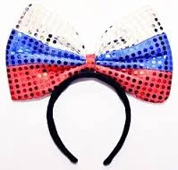 Ободок с бантиком "Триколор" блестящий, светящийся