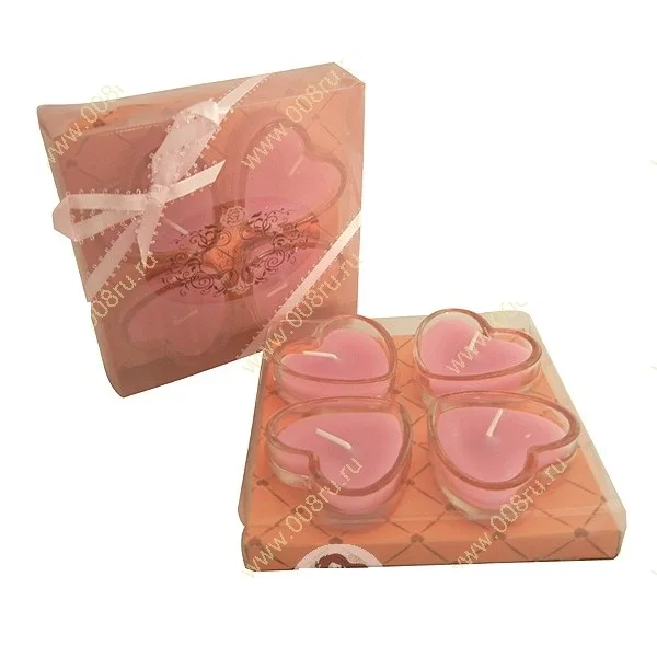 Свеча "Сердечки" в пластиковой гильзе (4 шт.)