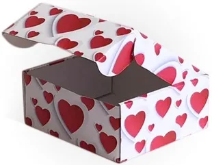 Коробка складная Множество сердец, Красный, 14*14*6 см, 1 шт.