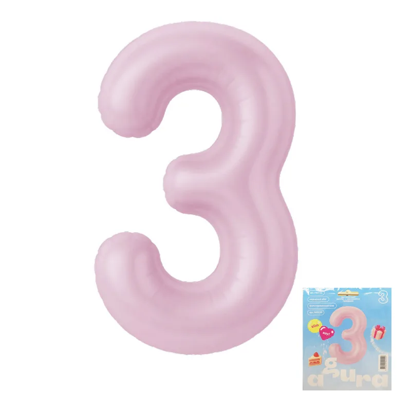 Р 40"/102см Цифра, 3 Slim, Зефирный, / 1 шт / (Россия)