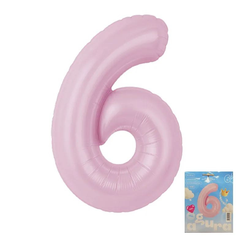 Р 40"/102см Цифра, 6 Slim, Зефирный, / 1 шт / (Россия)