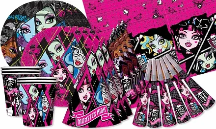 Набор для праздника "Монстр Хай" / на 6 персон / 24 предмета