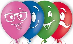 К 10"/25см  Смайл, Ассорти, Пастель, 2ст./100 шт./(Колумбия)