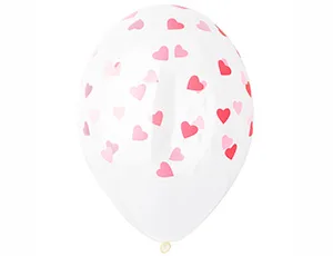 В 14"/36см Сердца розовые 	, 25 шт.(Бельгия)