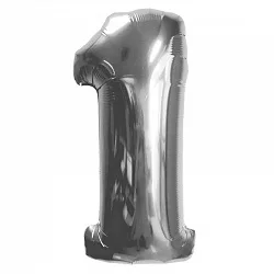 F 40"/102см Цифра "1", Серебро, в упаковке, 1 шт. (Китай)