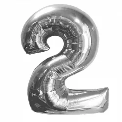 F 40"/102см Цифра "2", Серебро, в упаковке, 1 шт. (Китай)