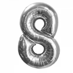 F 40"/102см Цифра "8", Серебро, в упаковке, 1 шт. (Китай)