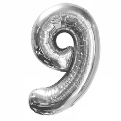 F 40"/102см Цифра "9", Серебро, в упаковке, 1 шт. (Китай)