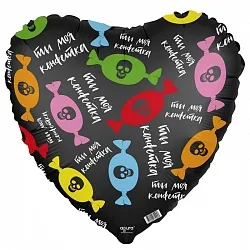 Р 18"/46см Сердце, Ты моя конфетка, Черный, 1 шт. (Россия)