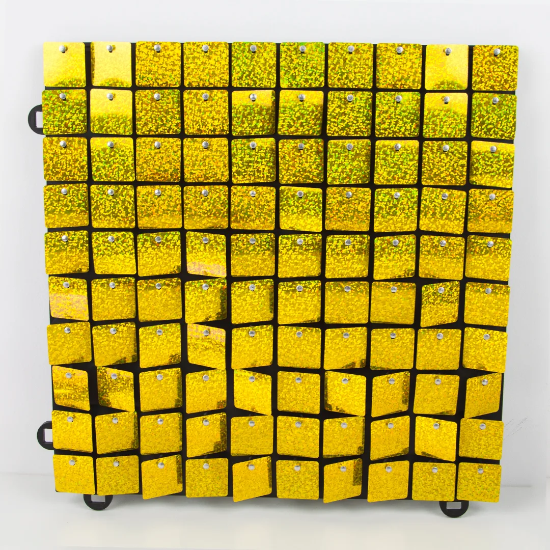 Декоративная панель Пайетки, Лазерные точки, 30*30 см, Золото, Голография, 1 шт.