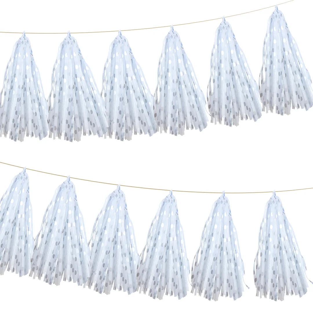 Гирлянда Тассел, Точки, Серебро, Металлик, 35*12 см, 5 листов.