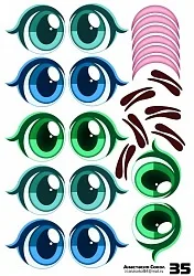 Наклейки "Глаза. Рты №35" 6 компл. на листе