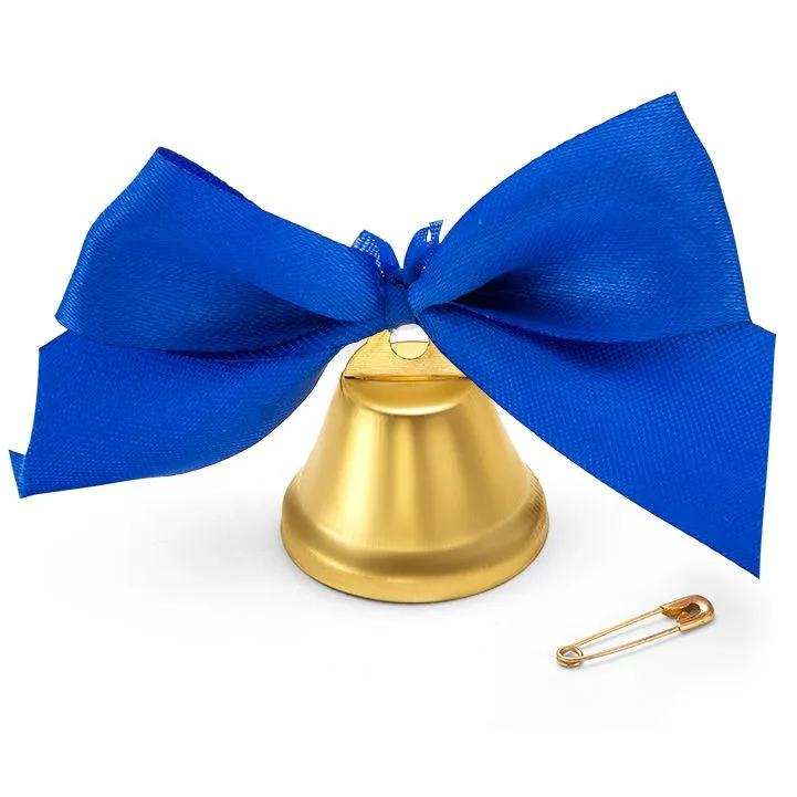 Колокольчик для выпускника с синим бантом 10шт.