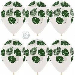 S 12  Зеленые листья, Прозрачный, Кристалл, 5 ст./ 50 шт. / (Колумбия)