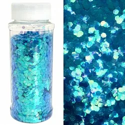 Конфетти фольга, Шестиугольники, Голубой,90 гр., в банке